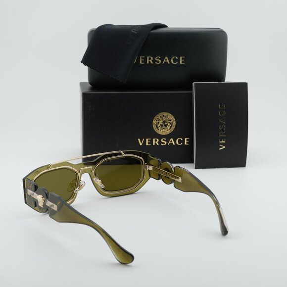 Versace VE2235 125271 Geometric Sunglasses – Transparent Green/Green - Picture 9 of 11
